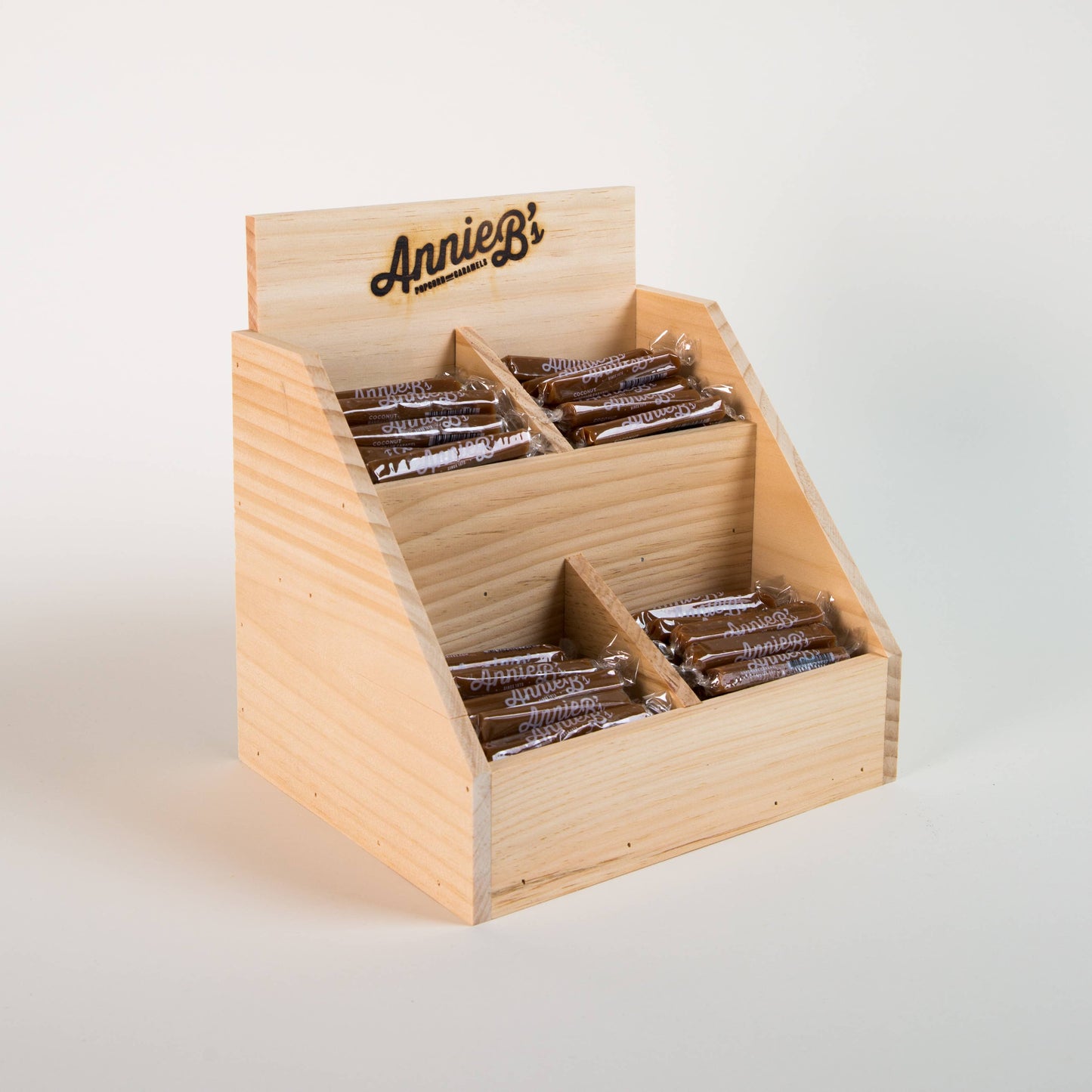 Wooden Caramel Display for Bulk Caramel - Handmade in USA!: 6 Pocket Display