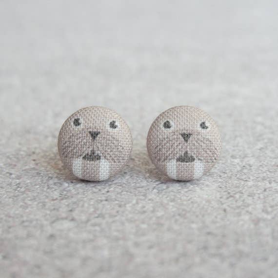 Walrus Fabric Button Earrings