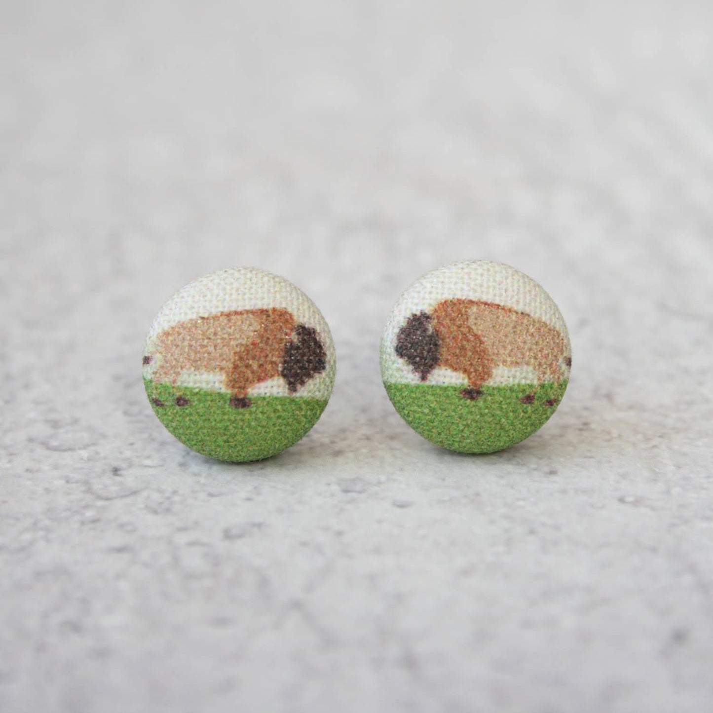 Buffalo Fabric Button Earrings