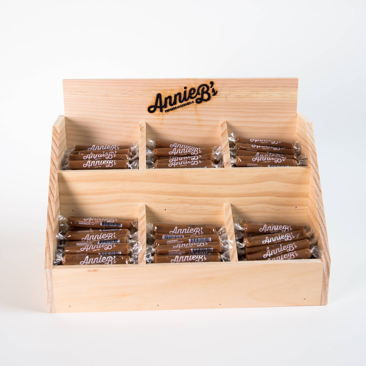 Wooden Caramel Display for Bulk Caramel - Handmade in USA!: 6 Pocket Display