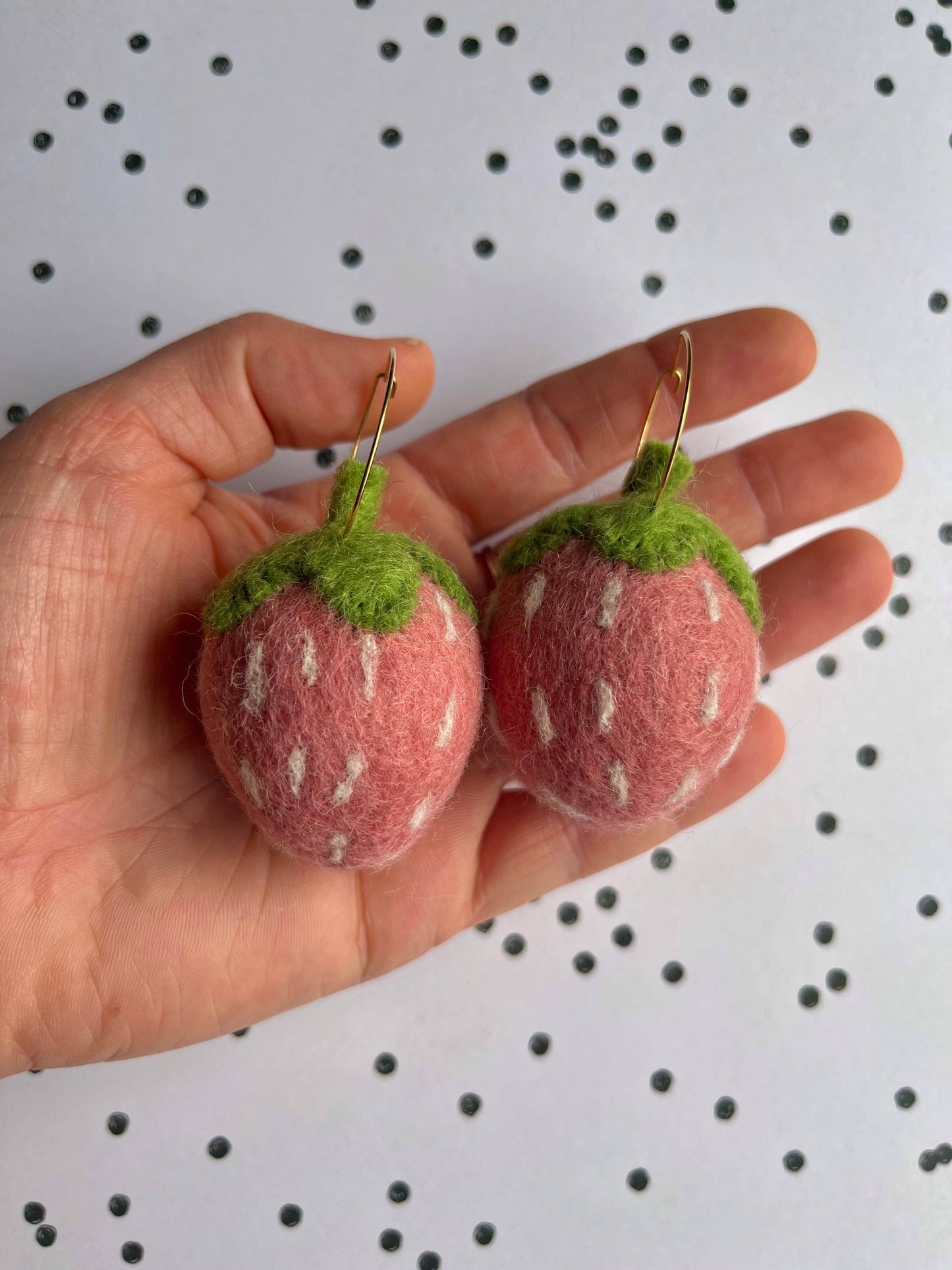 Organic Felted Strawberry Earrings