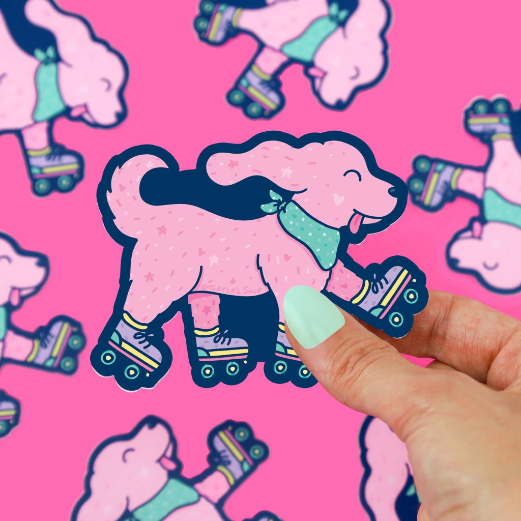 Athletic Roller Skating Puppy Vinyl Sticker