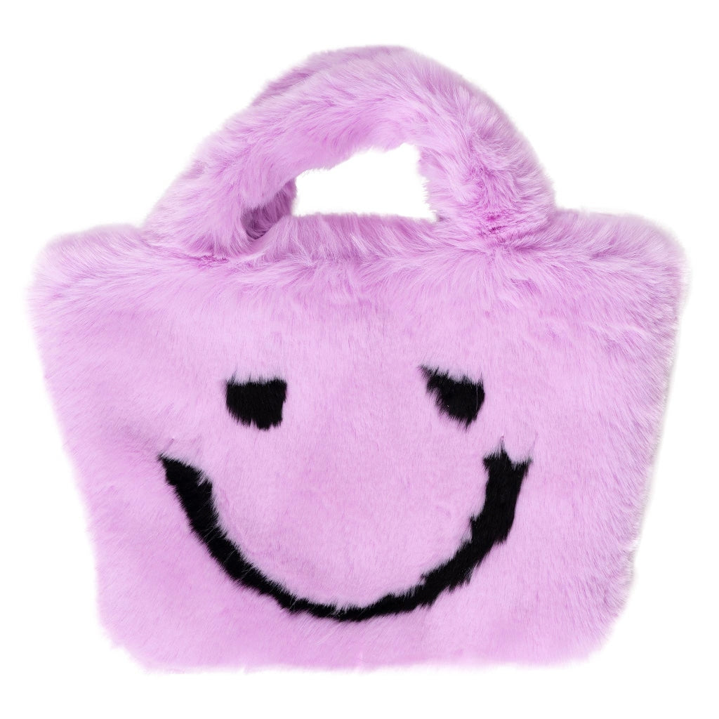 Faux Fur Fuzzy Smiley Face Purse