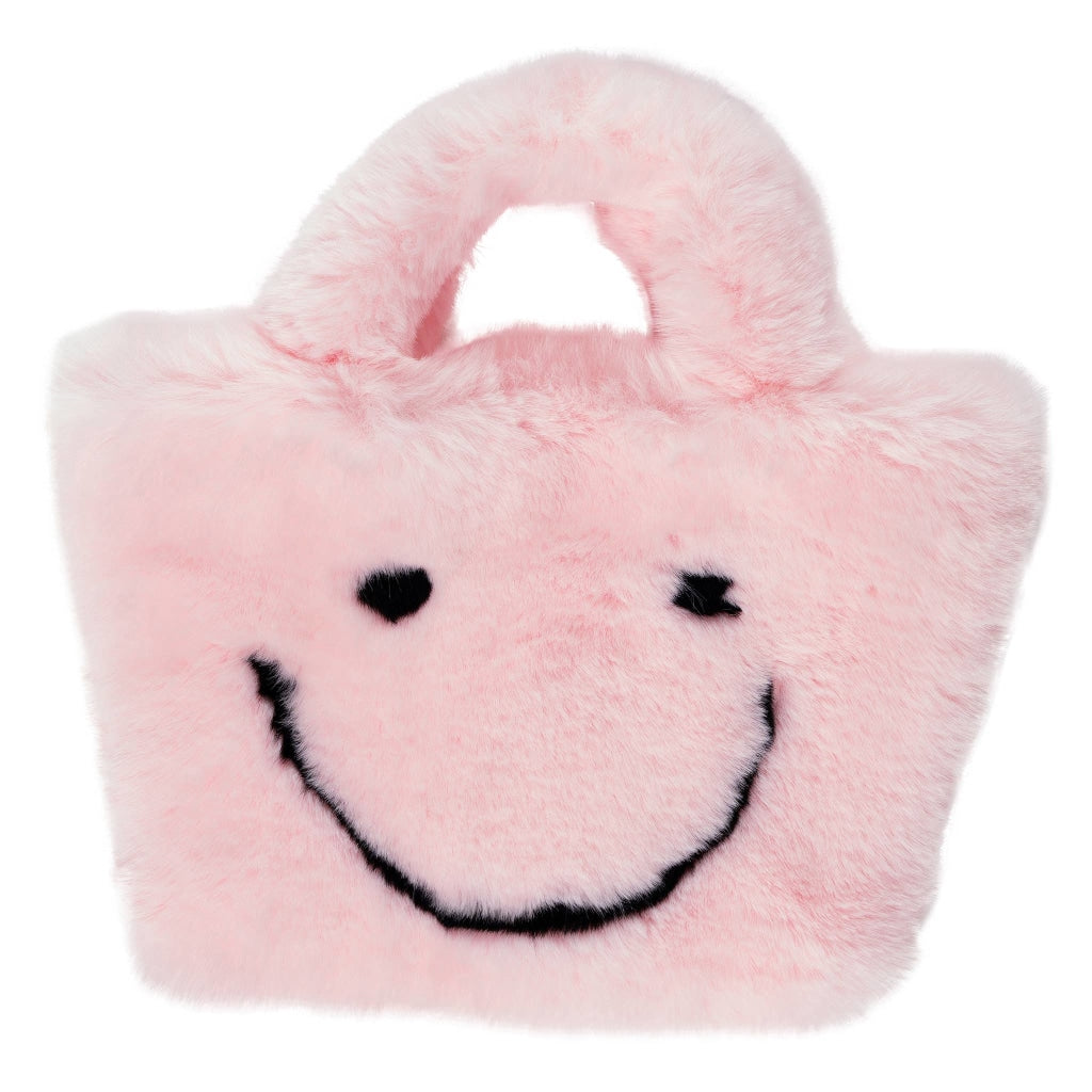 Faux Fur Fuzzy Smiley Face Purse
