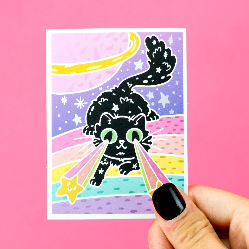Laser Kitty Vinyl Sticker (Holographic)