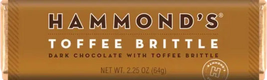 Natural Toffee Brittle Dark Chocolate Candy Bar 2.25Oz &
