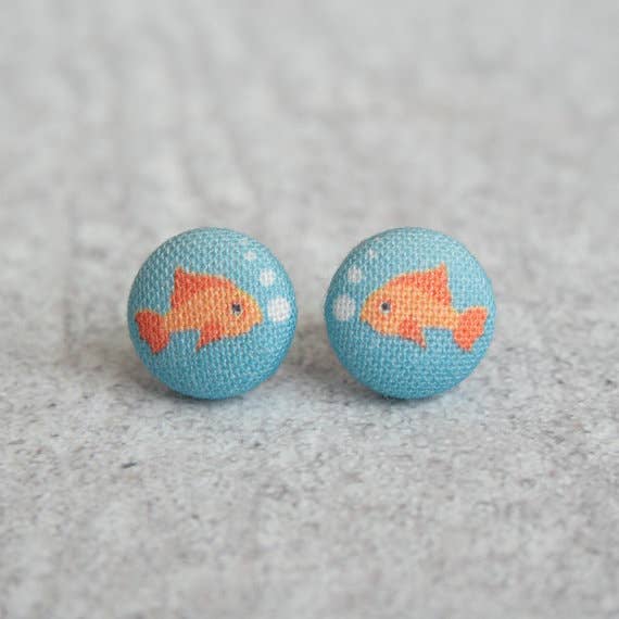 Goldfish Fabric Button Earrings