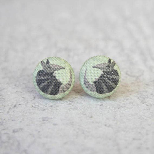 Armadillo Fabric Button Earrings