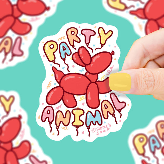 Party Animal Clown Dog Balloon Funny Vinyl Sticker
