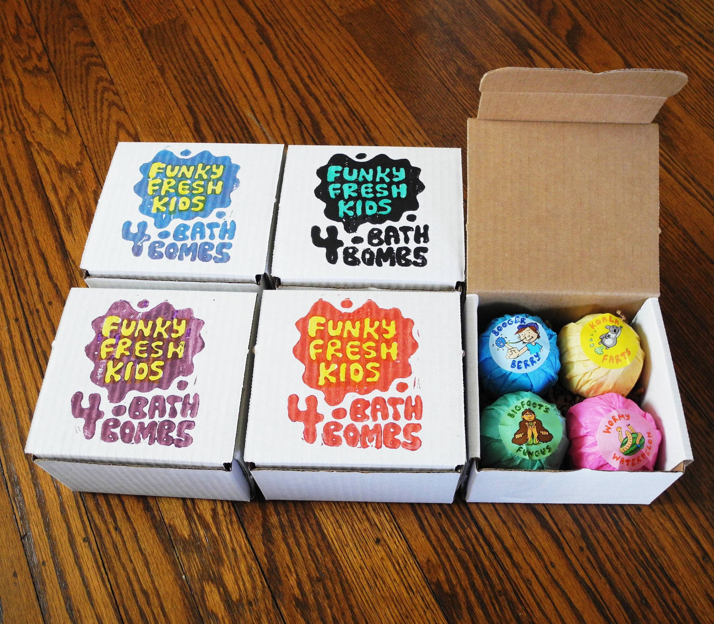 Stinky Bath Bombs for Kids 4-pack Gift Box (Craft Box)