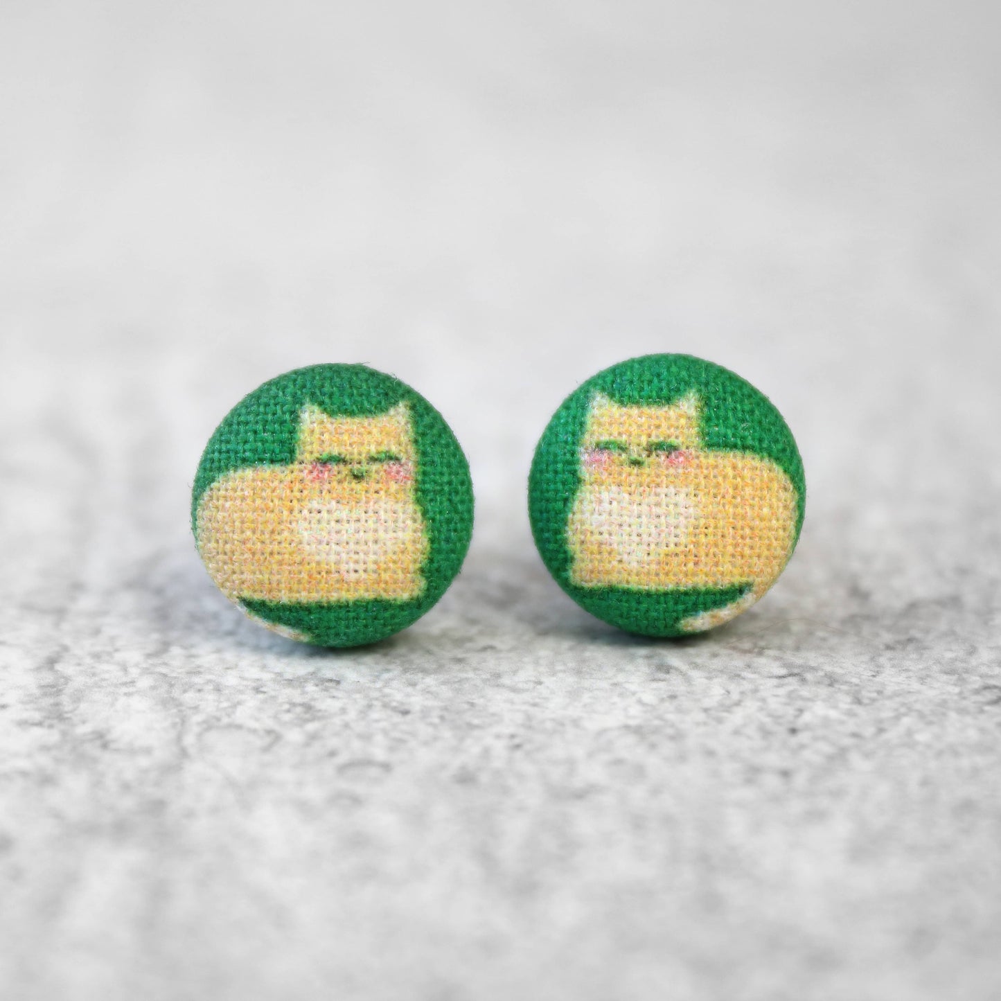 Loaf Cat Fabric Button Earrings