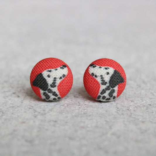 Dalmatian Fabric Button Earrings