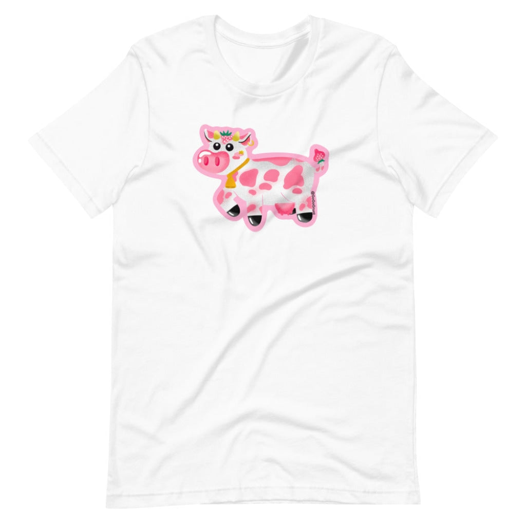 Adult Strawberry Cow T-Shirt White / Xs
