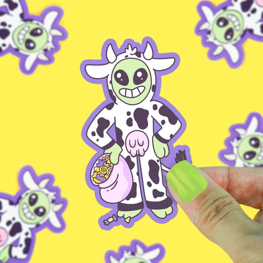 Alien Cow Costume Vinyl Sticker