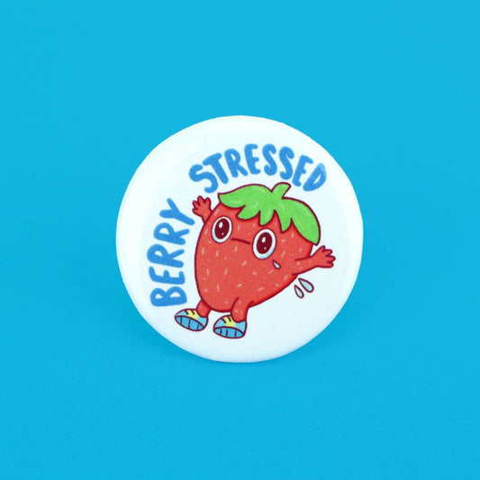 Berry Stressed Strawberry Gift Pinback Button