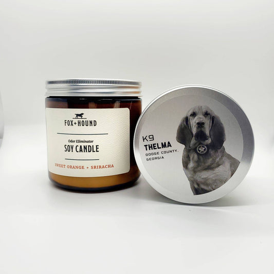 Fox + Hound Rescue Dog K9 Thelma Soy Candle Sweet Orange + S