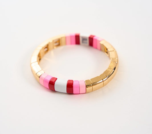 Gold & Colored Enamel Tile Bracelets