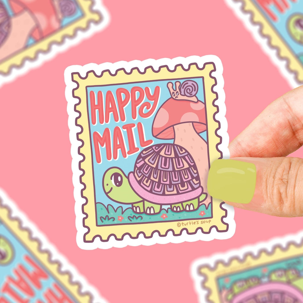 Happy Mail Turtle Stamp Friendship Gifting Vinyl Sticker