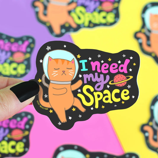 I Need My Space Galaxy Cat Vinyl Sticker