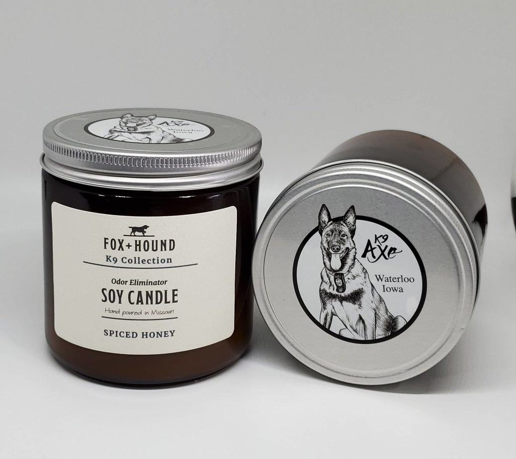 K9 Collection Axe Odor Eliminator Soy Candle Spiced Honey Candles