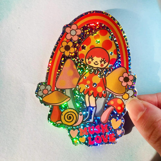 Mush Love Glitter Sticker