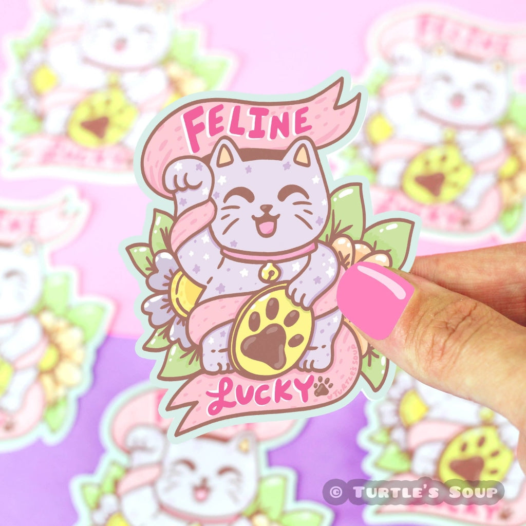 Neko Maneki Feline Lucky Cat Good Fortune Vinyl Sticker