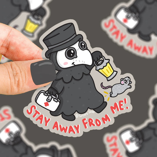 Plague Doctor Stay Away From Me Waterproof Vinyl Sticker