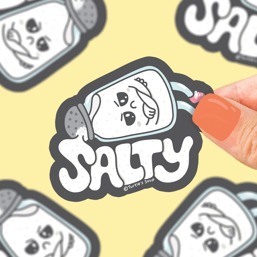 Salty Salt Shaker Sarcasm Pun Holiday Gift Vinyl Sticker
