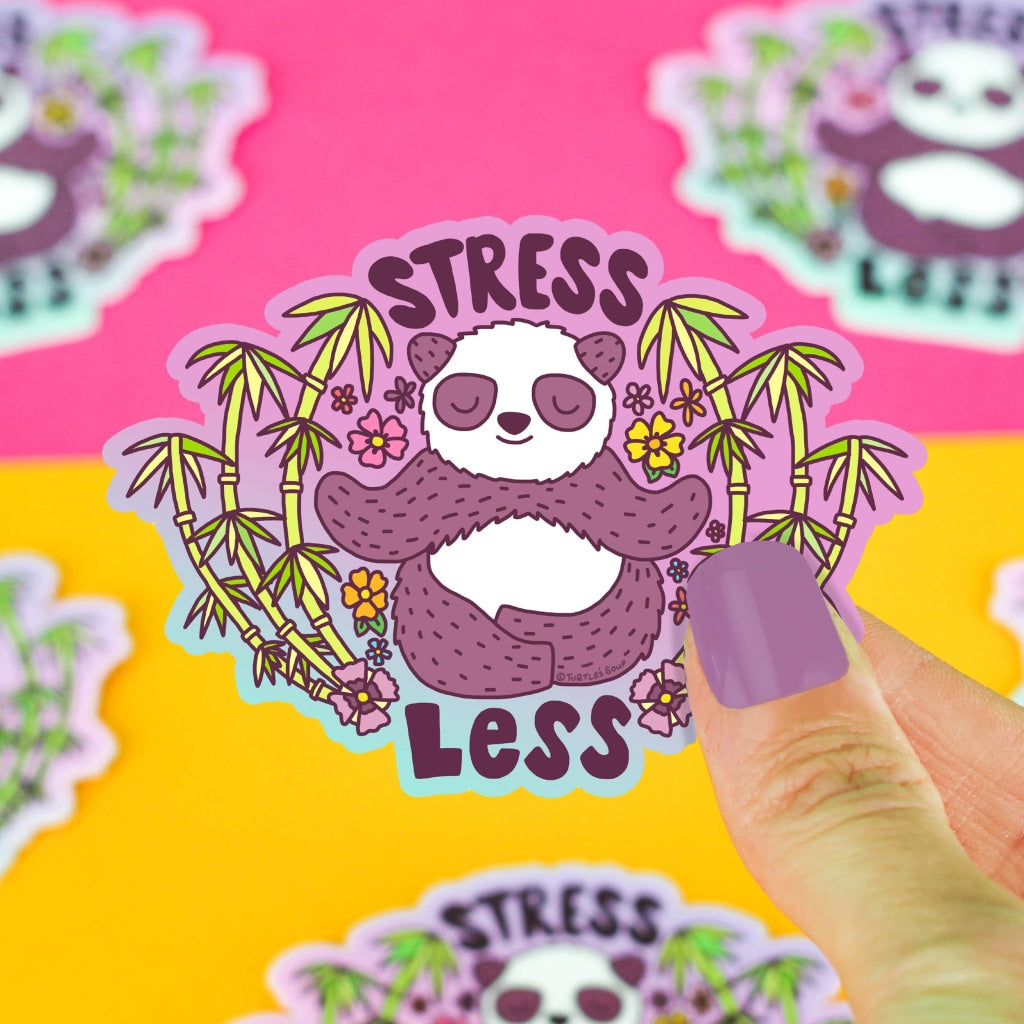 Stress Less Panda Free Yoga Meditation Vinyl Sticker