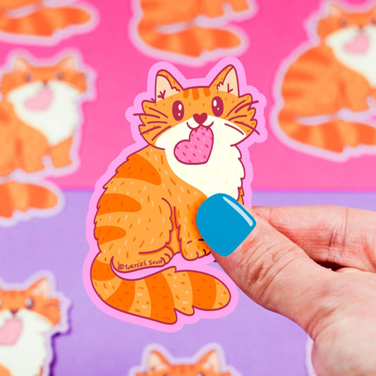 Tabby Cat Love Vinyl Sticker