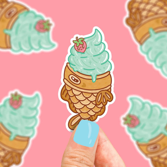 Taiyaki Fish Cake Japanese Ice Cream Cone Vinyl Sticker